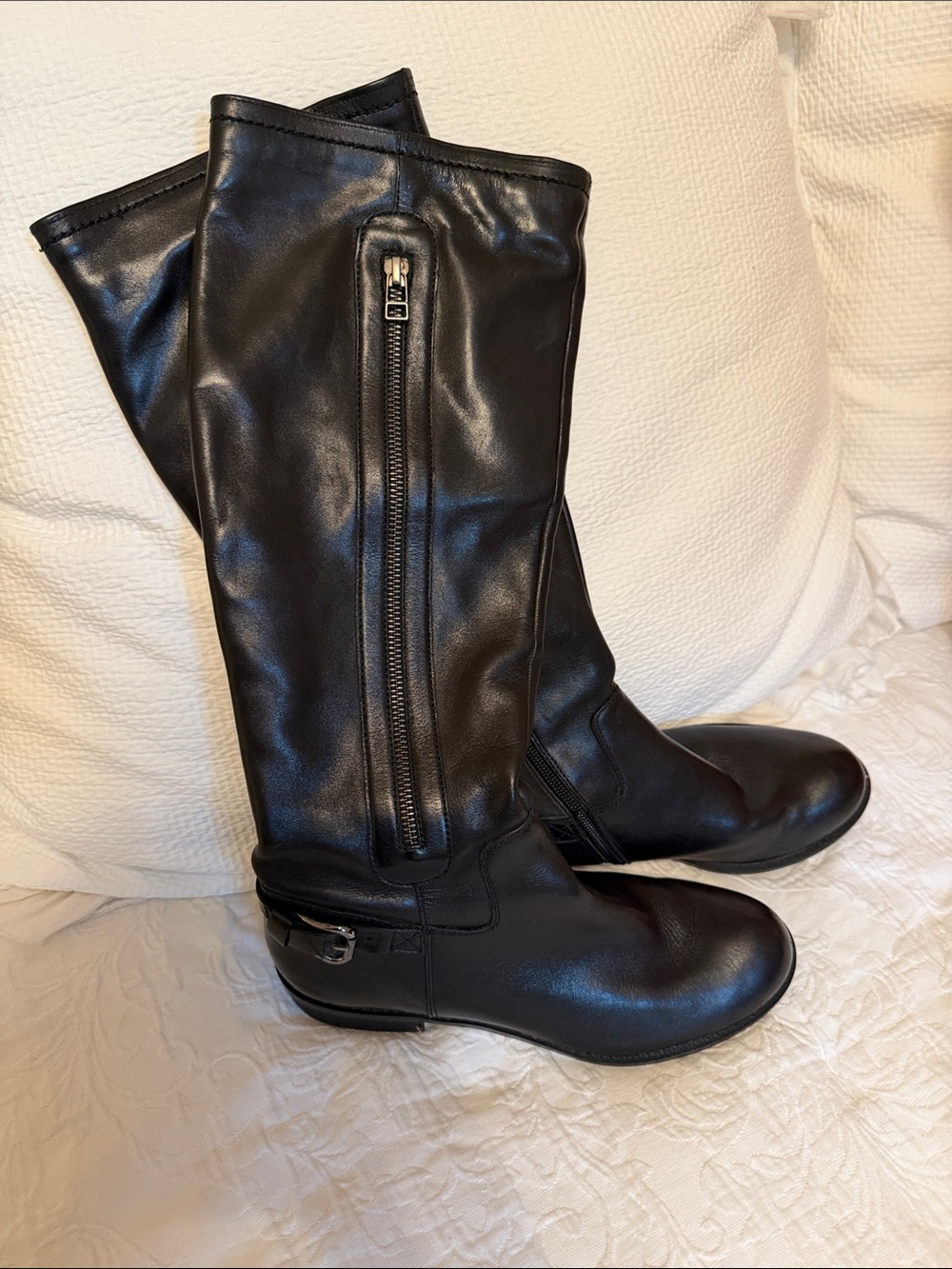 Steven By Steve Madden Tall Black Knee Leather Riding Boots